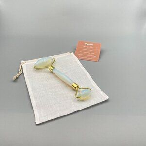 Opalite Face Massager and Eye Roller, Crystal Facial Tool w/ Travel Bag, Card